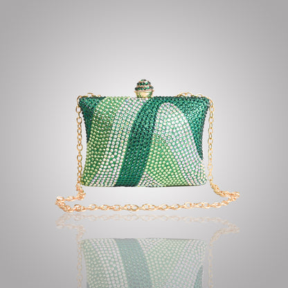 Elegant Green  Rectangular Swarovski Clutch | C1434-KT