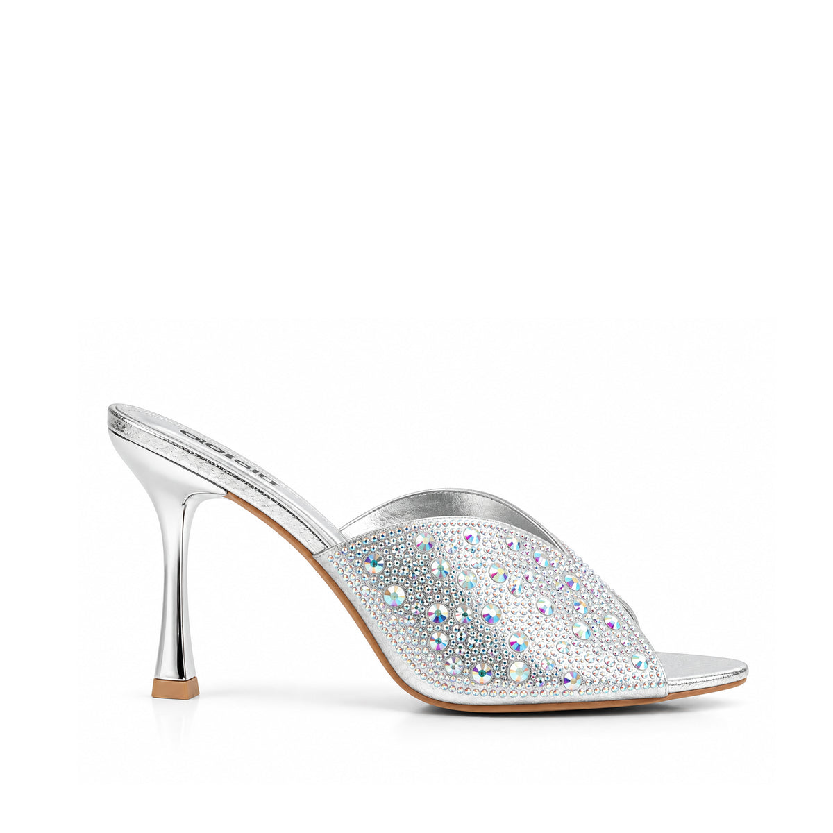 Silver Crystal Pencil Heel Sandals | 514N-S