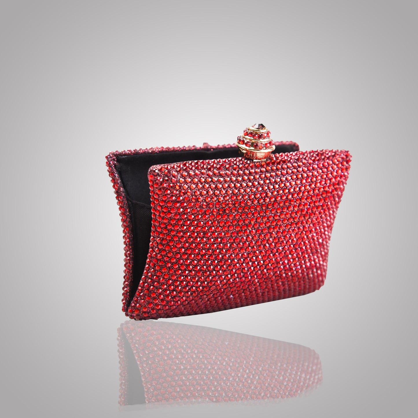 Elegant Maroon Rectangular Swarovski Clutch | C1434-M