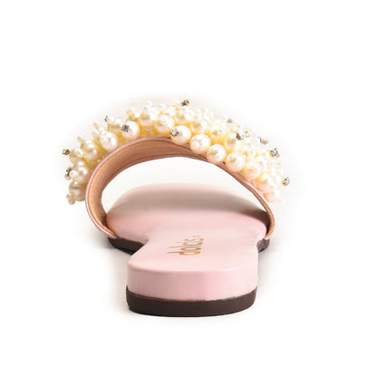 Pink Pearl Embellished Flats Slippers | 531L-P Dolcis
