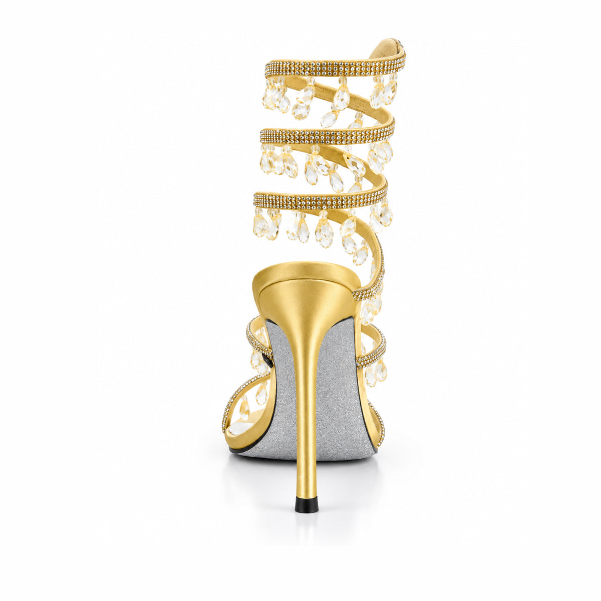 Golden Crystal Strap Party Heels |269H-X