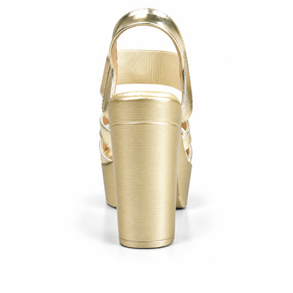 Golden Crystal Ankle Strap Block Heels | 274H-X