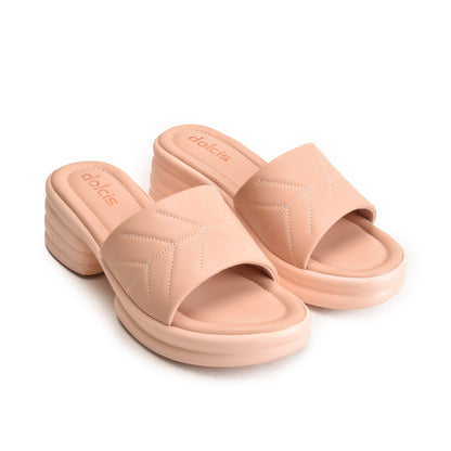 Blush Pink Quilted Slide-On Platform Flats | 504M-P Dolcis