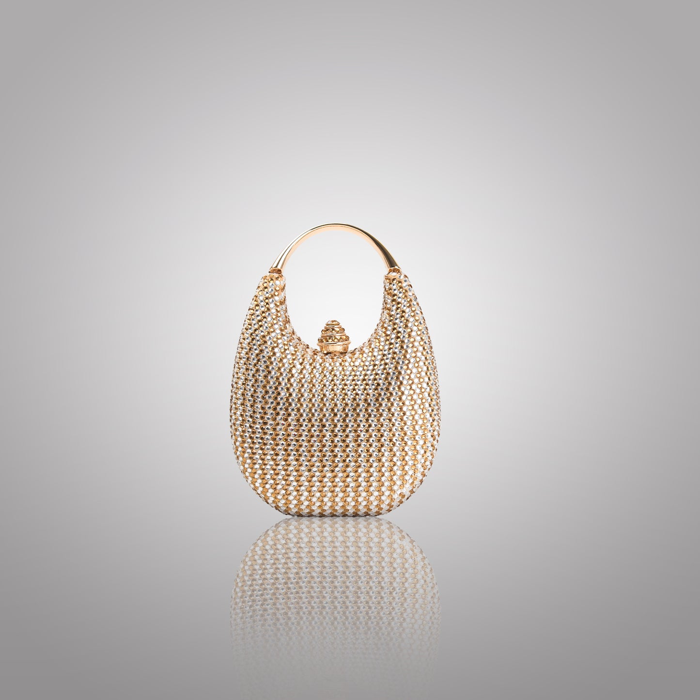 Classic Golden+Silver Swarovski Statement Clutch | C1446-XT