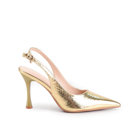 Golden  Formal Pointed Toe Court Heels | 423P-X