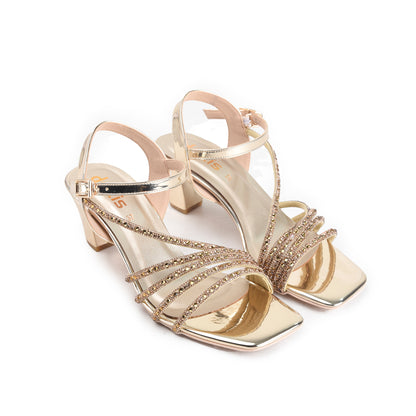 Golden Modern Sleek Block Heel |258H-X