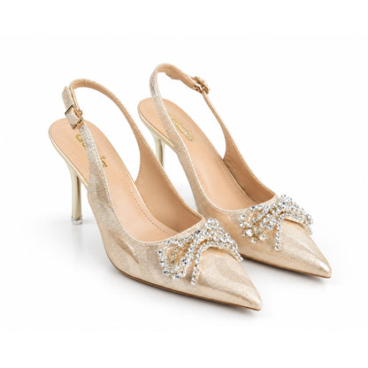 Golden Diamond Bow Slingback‑Heel | 439P-X