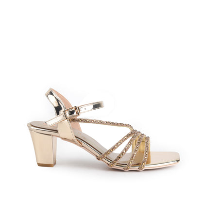 Golden Modern Sleek Block Heel |258H-X