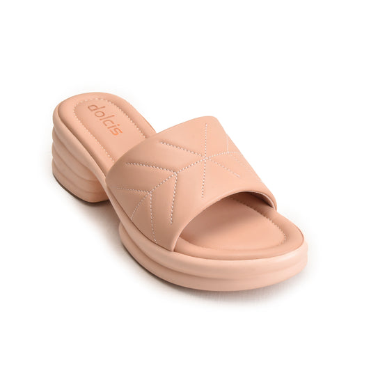Blush Pink Quilted Slide-On Platform Flats | 504M-P Dolcis