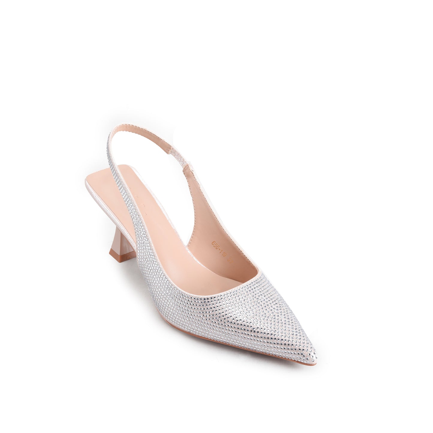 Golden Glitter Pointed Slingbacks Heels | 418P-X