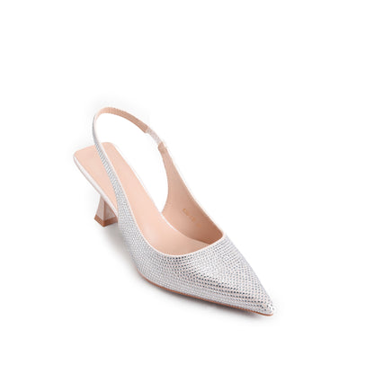 Golden Glitter Pointed Slingbacks Heels | 418P-X