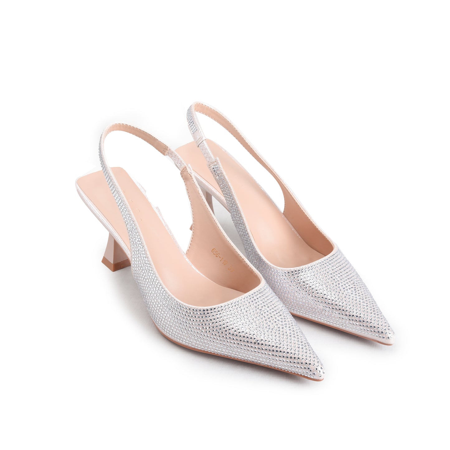 Golden Glitter Pointed Slingbacks Heels | 418P-X