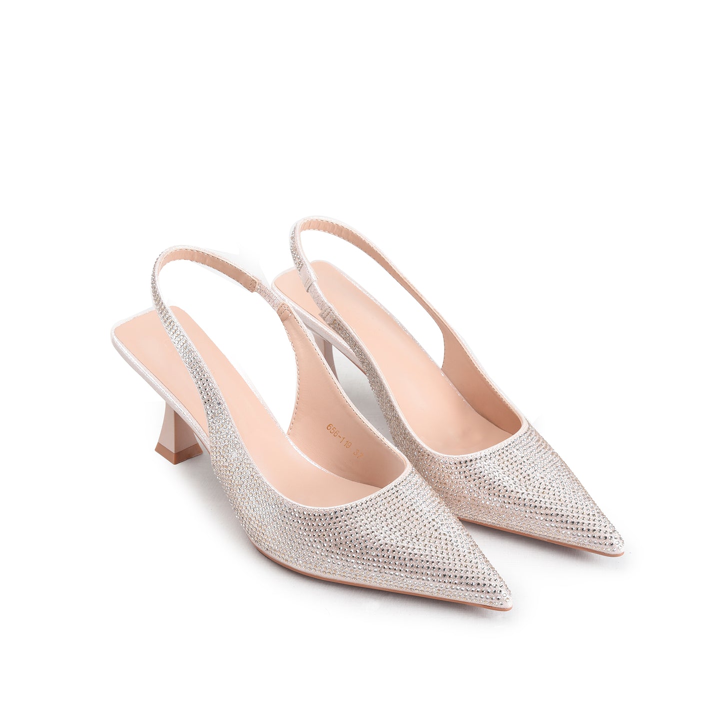 Golden Strappy Heels with Rhinestone Embellishment | 418P-PX