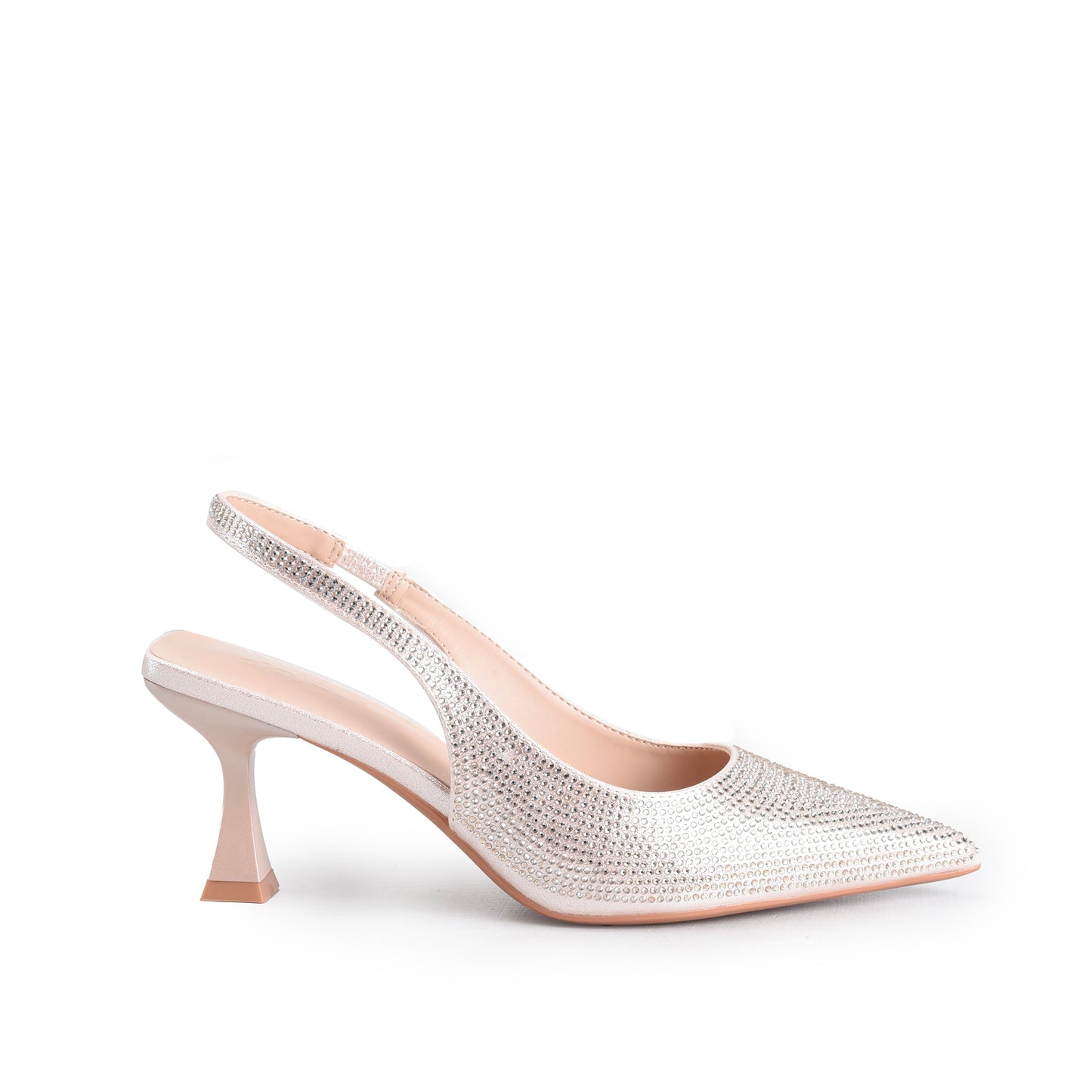 Golden Strappy Heels with Rhinestone Embellishment | 418P-PX