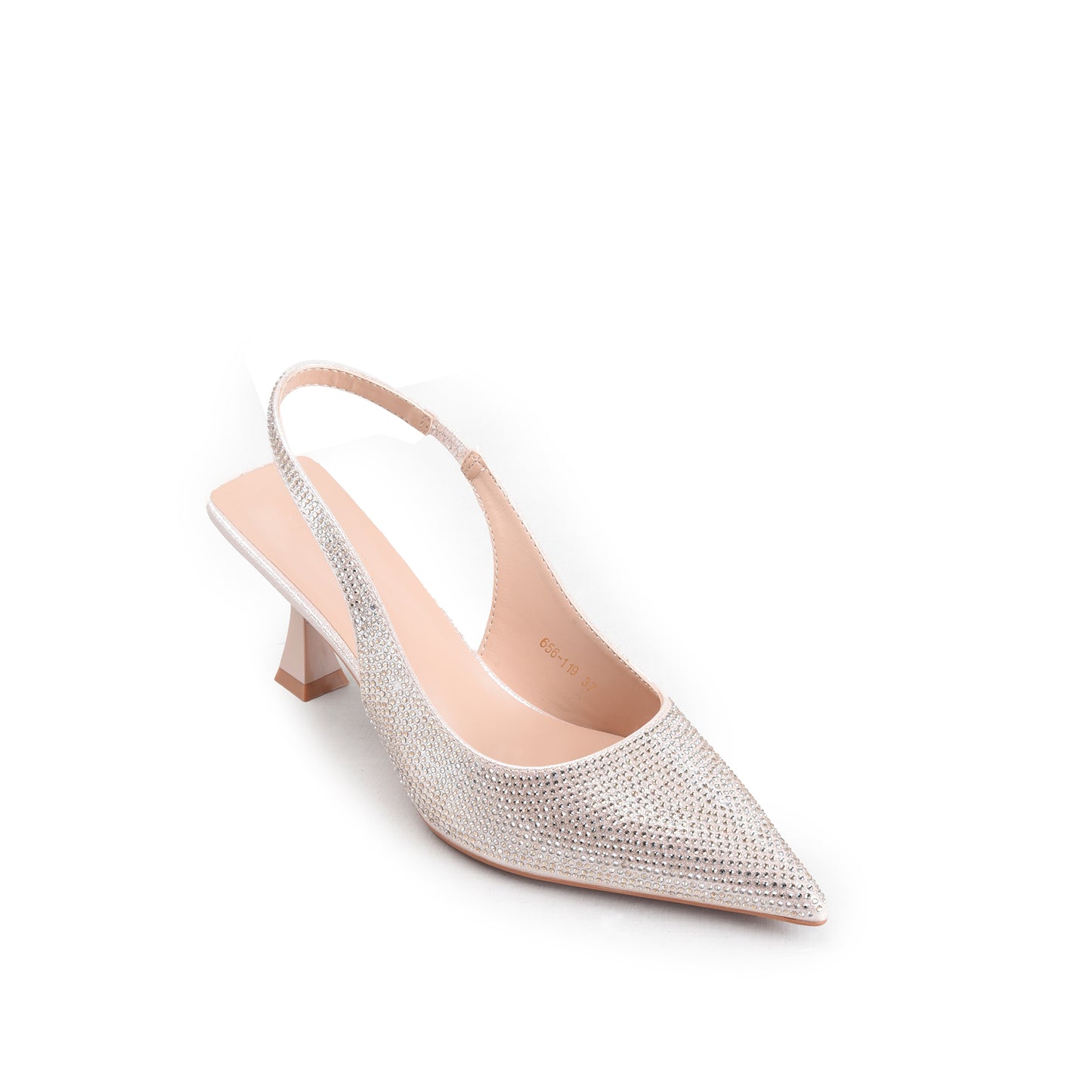 Golden Strappy Heels with Rhinestone Embellishment | 418P-PX