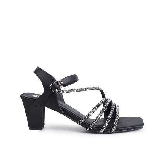 Black Modern Sleek Block Heel |258H-C