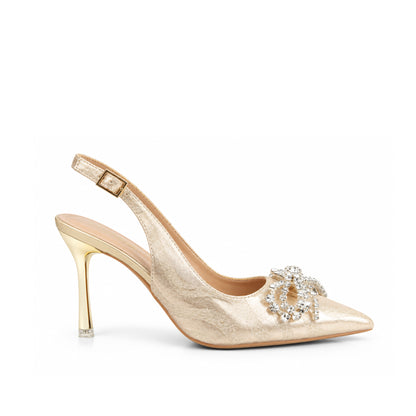Golden Diamond Bow Slingback‑Heel | 439P-X