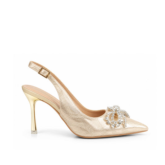 Golden Diamond Bow Slingback‑Heel | 439P-X