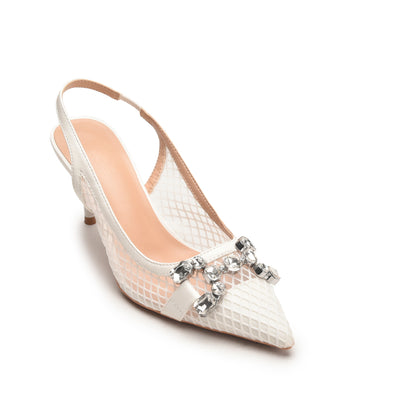 Chic White Mesh Slingback Heels | 482N-W Dolcis