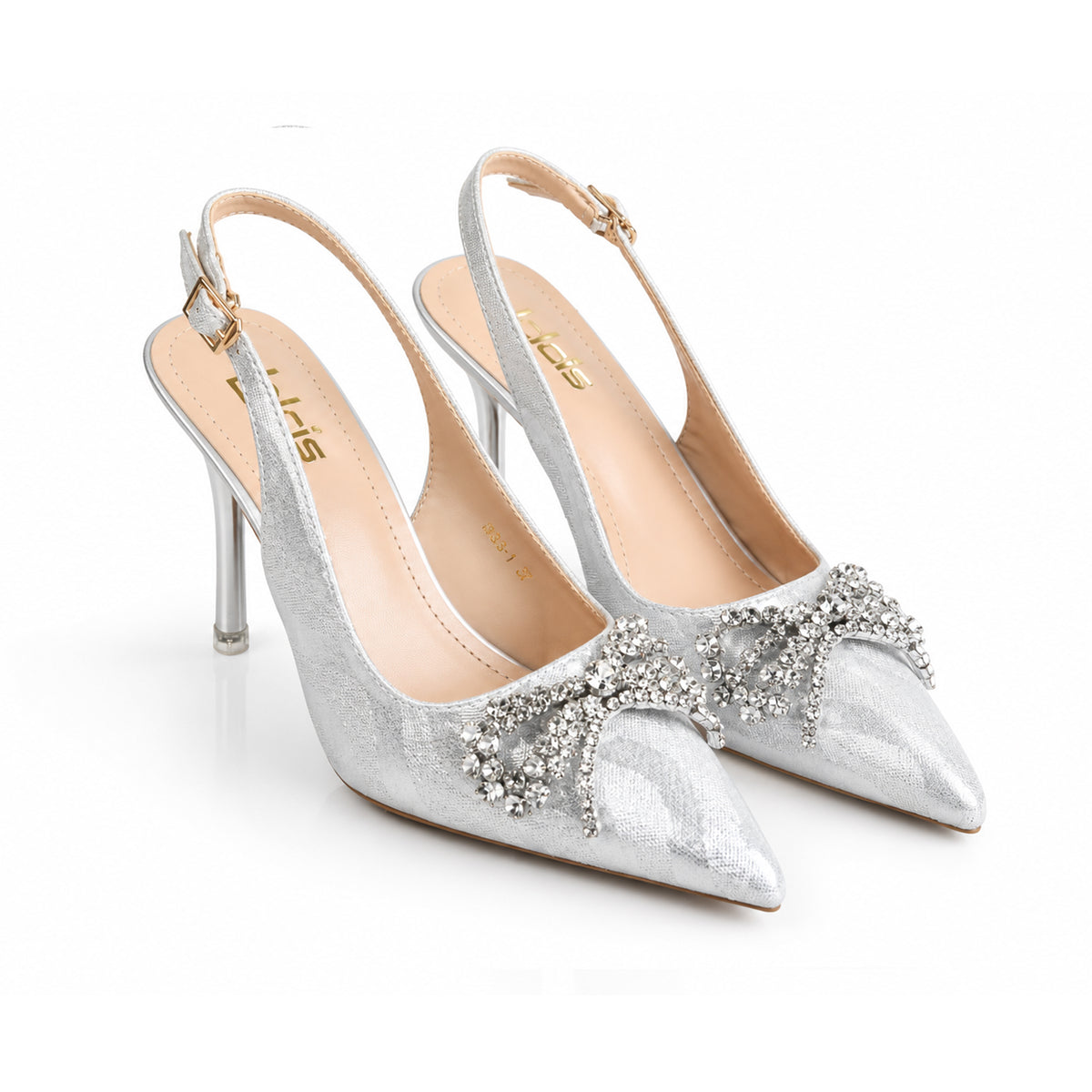 Silver Diamond Bow Slingback‑Heel | 439P-S