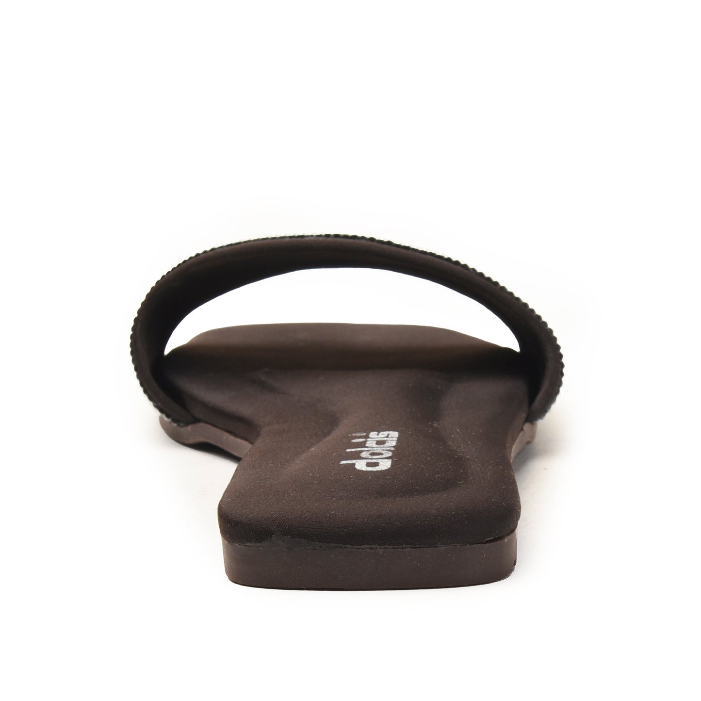 Black Flats with Silver Embellished Strap Slippers| 594L-C