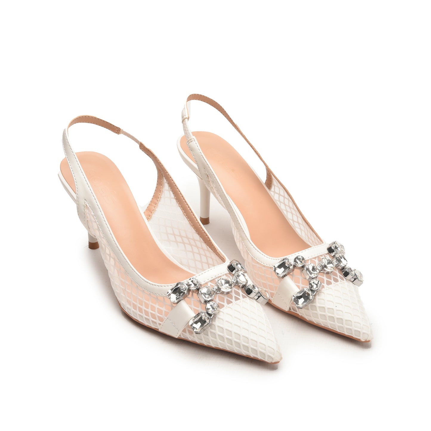 Chic White Mesh Slingback Heels | 482N-W Dolcis
