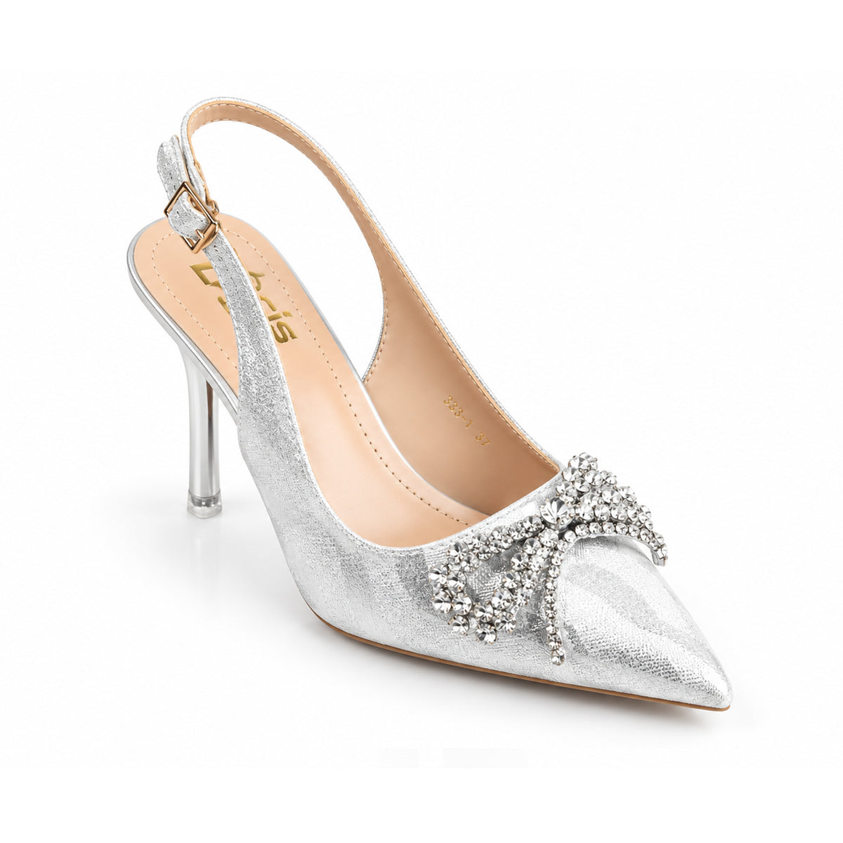 Silver Diamond Bow Slingback‑Heel | 439P-S