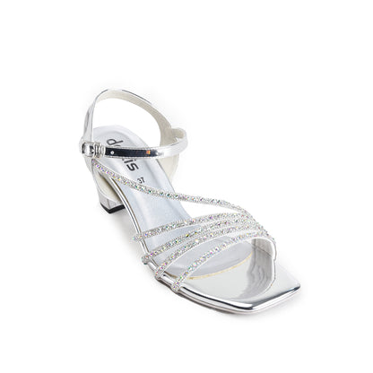 Silver Modern Sleek Block Heel |258H-S