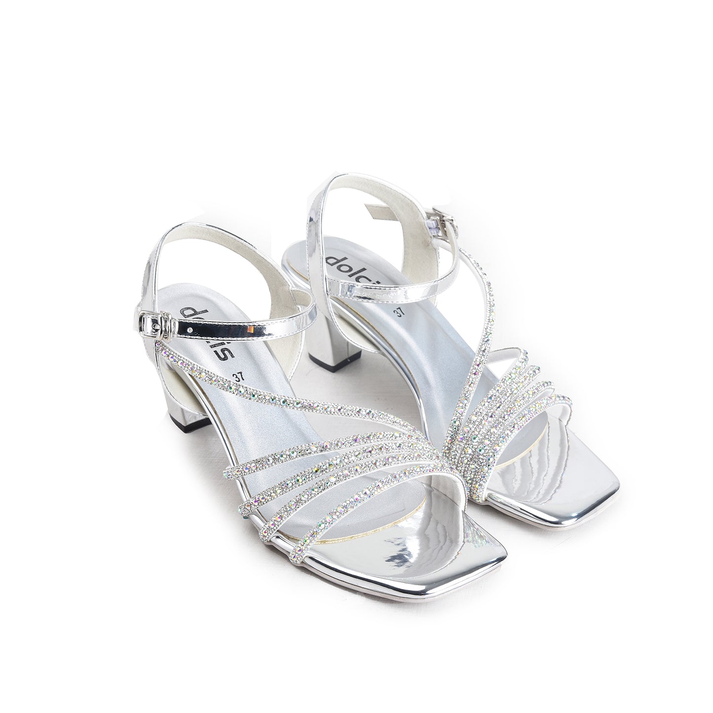Silver Modern Sleek Block Heel |258H-S