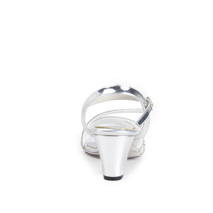 Silver Modern Sleek Block Heel |258H-S