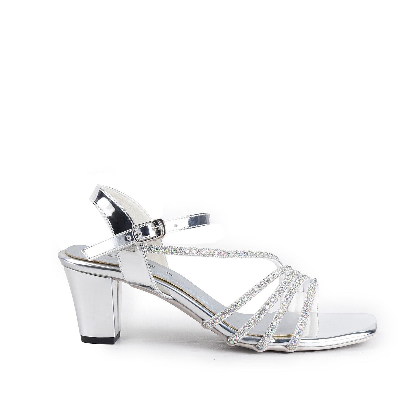 Silver Modern Sleek Block Heel |258H-S