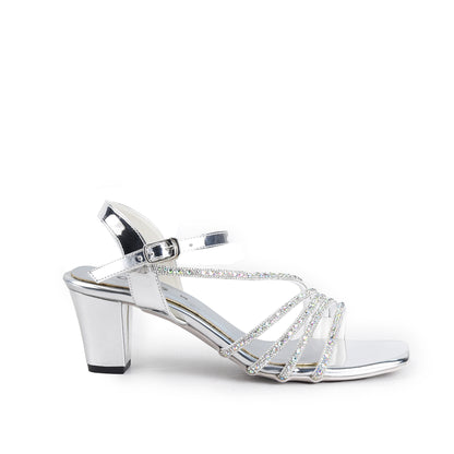 Silver Modern Sleek Block Heel |258H-S