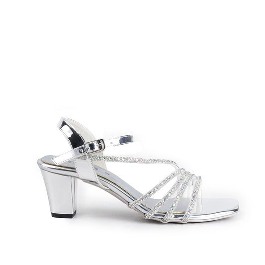Silver Modern Sleek Block Heel |258H-S