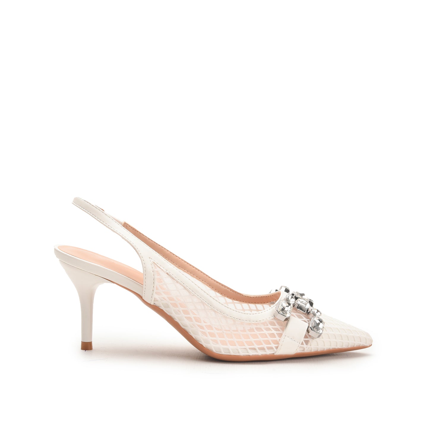 Chic White Mesh Slingback Heels | 482N-W Dolcis