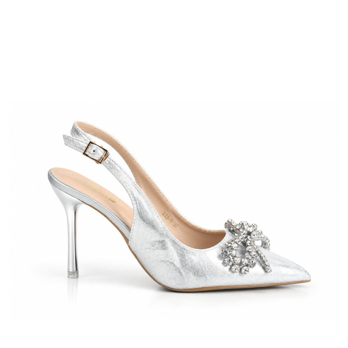 Silver Diamond Bow Slingback‑Heel | 439P-S