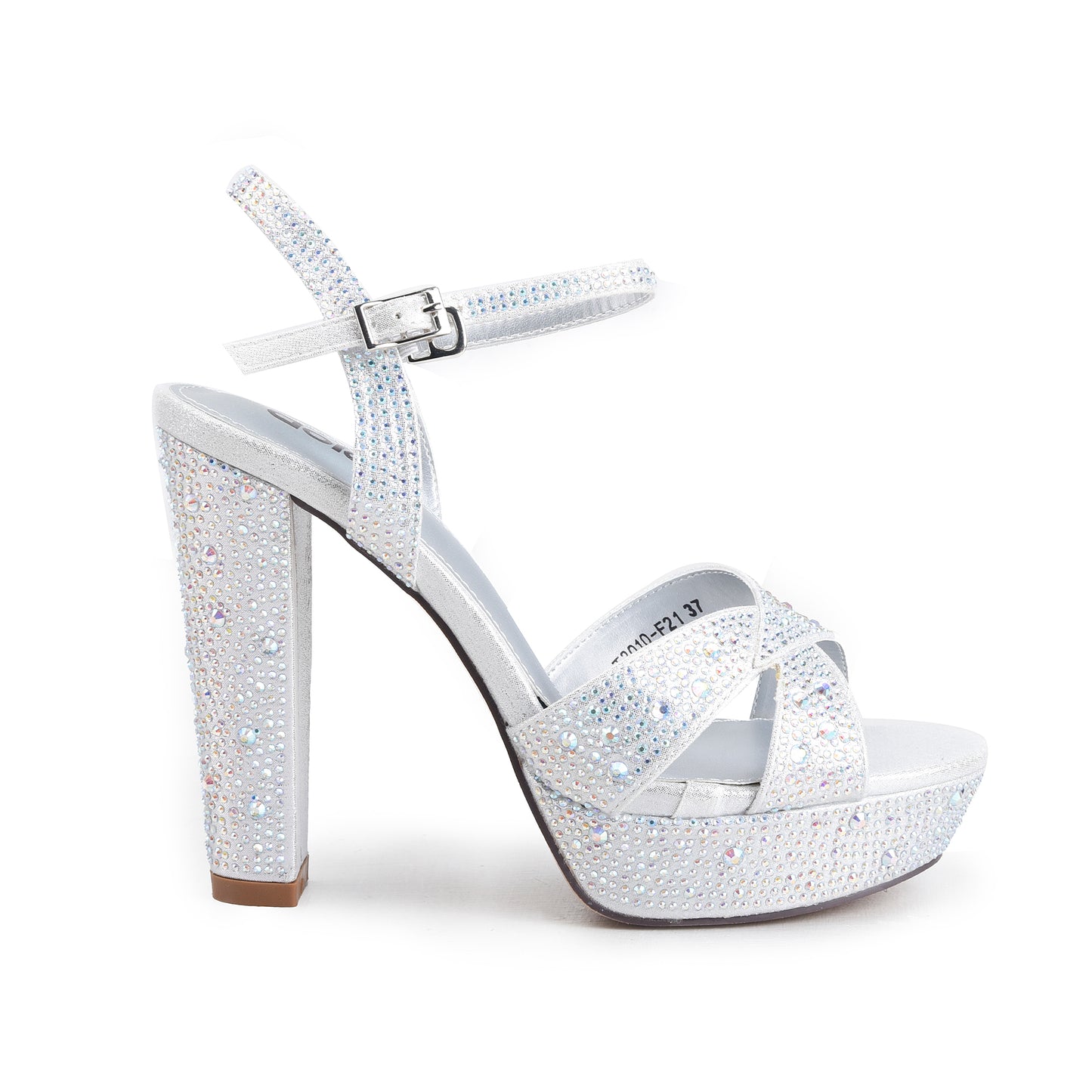Silver Embellished Party Block Heels| 259H-S