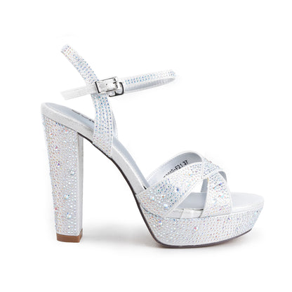 Silver Embellished Party Block Heels| 259H-S