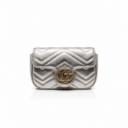 Chrome Silver Luxe Mini Crossbody Bag