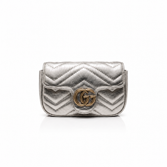 Chrome Silver Luxe Mini Crossbody Bag