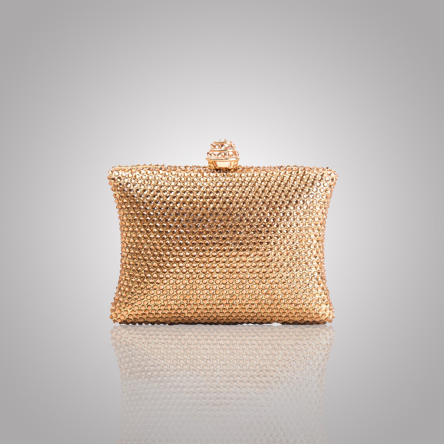 Elegant Golden  Rectangular Swarovski Clutch  | C1434-X