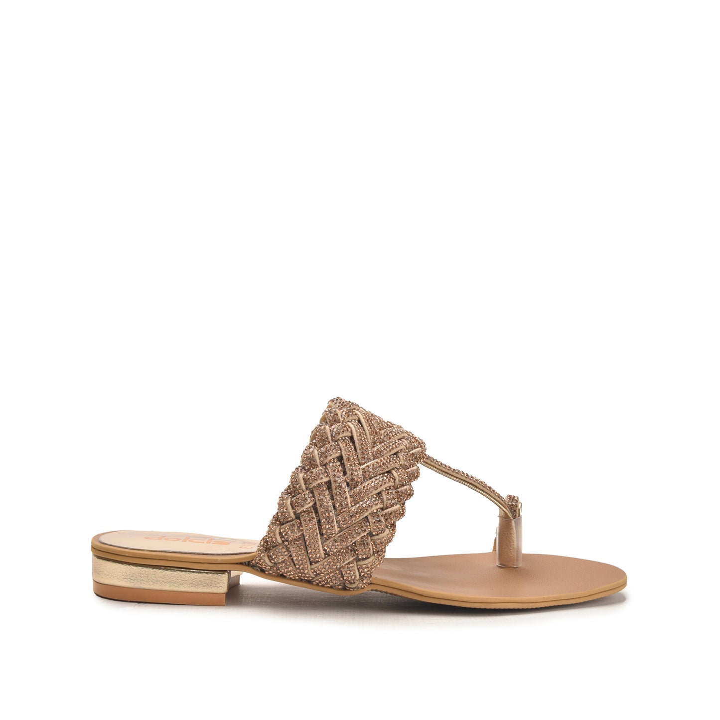 Golden Braided Toe Ring Flats for Women Slippers | 776R-X Dolcis