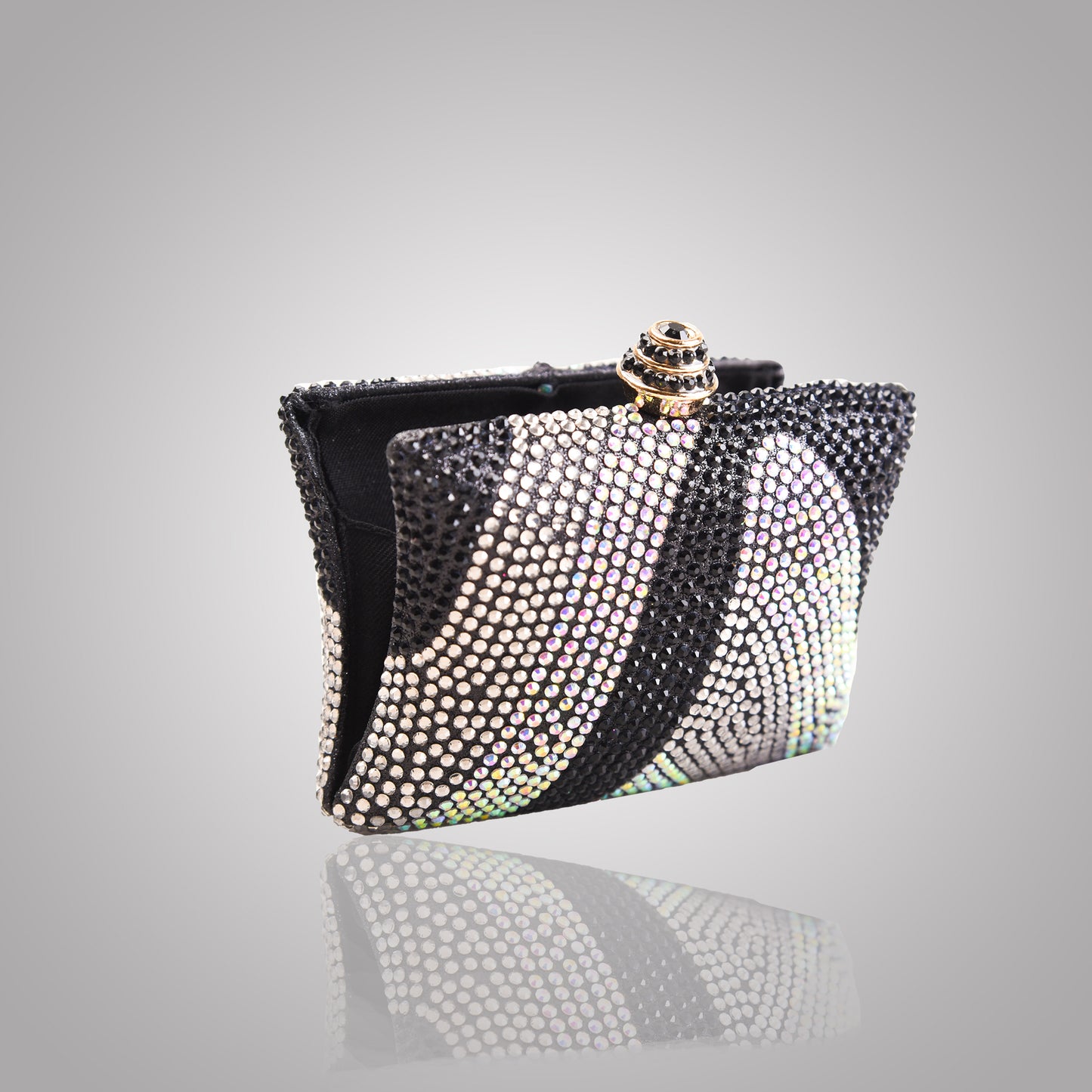Elegant Black  Rectangular Swarovski Clutch | C1434-CT
