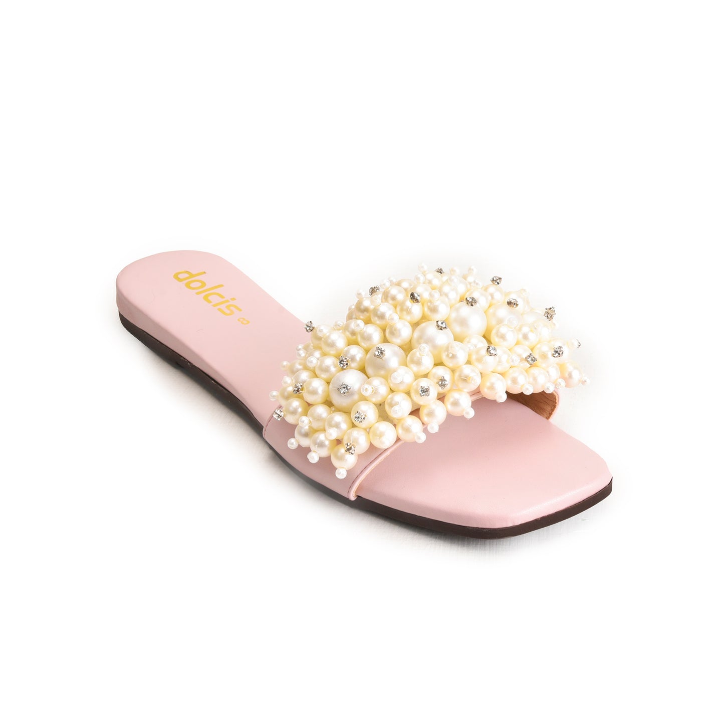 Pink Pearl Embellished Flats Slippers | 531L-P Dolcis