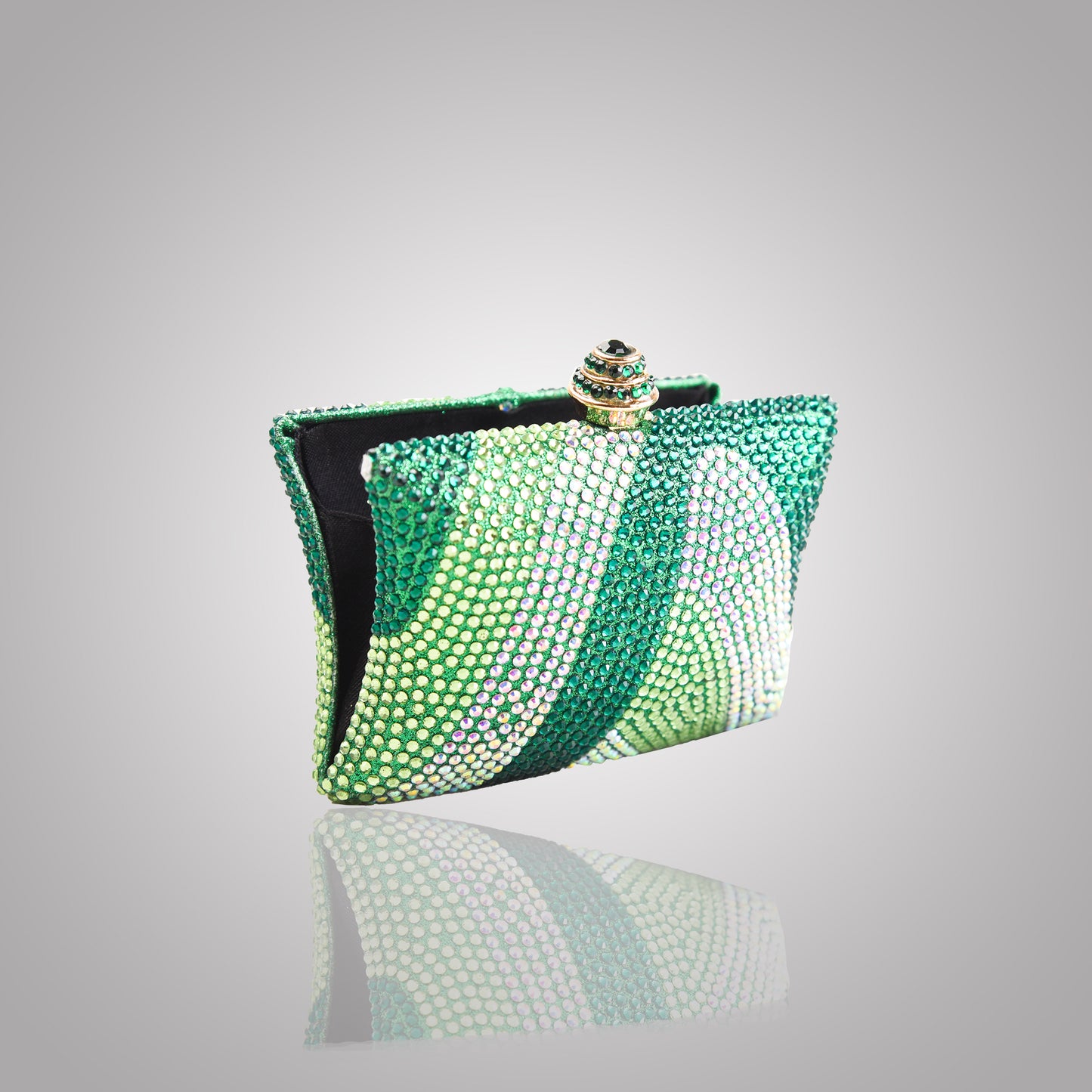 Elegant Green  Rectangular Swarovski Clutch | C1434-KT