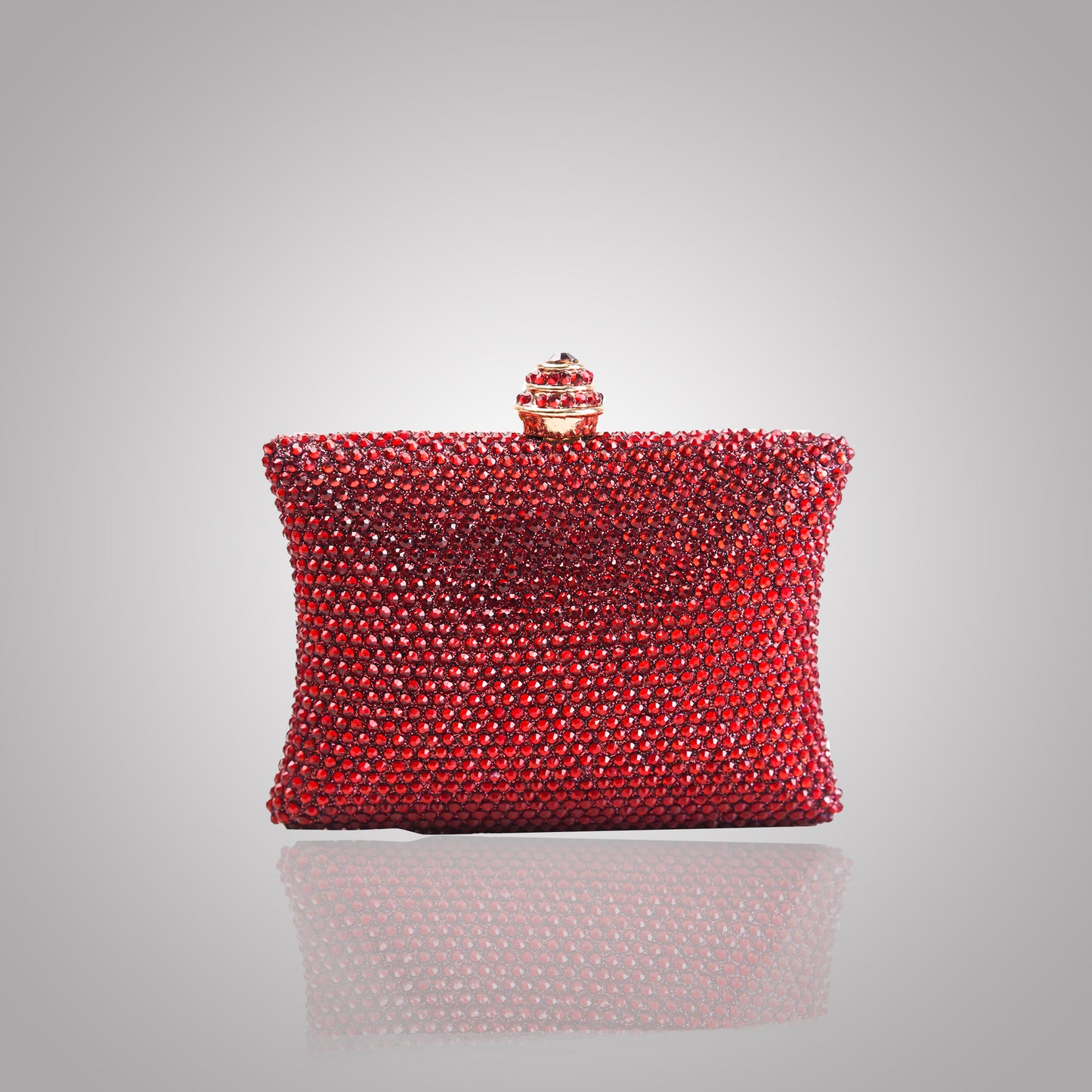 Elegant Maroon Rectangular Swarovski Clutch | C1434-M