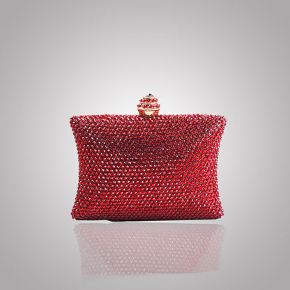 Elegant Maroon Rectangular Swarovski Clutch | C1434-M