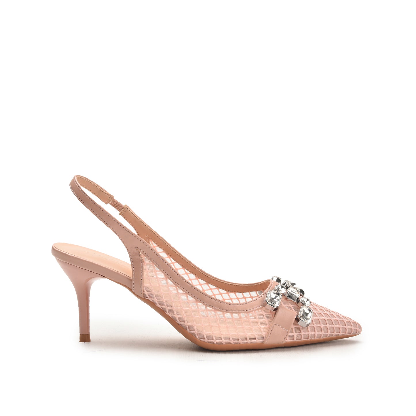 Elegant Peach Mesh Slingback Heels | 482N-P Dolcis