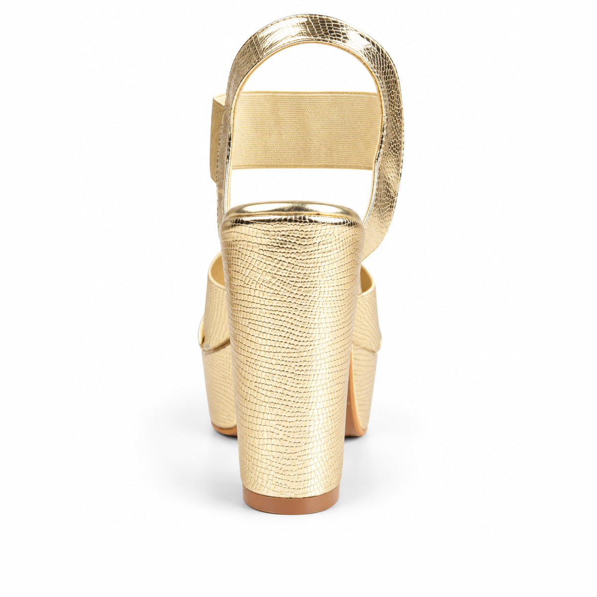 Golden Crystal Ankle Strap Block Heels | 275H-X