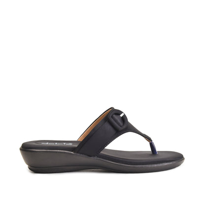 Black Buckle Comfort Detail Flipflops | 763R-C Dolcis