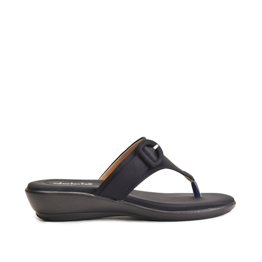 Black Buckle Comfort Detail Flipflops | 763R-C Dolcis